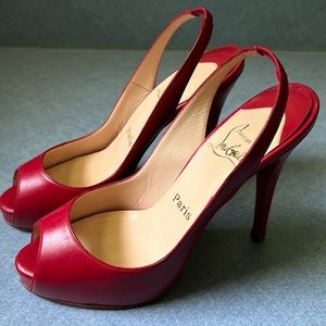 Rarely worn Louboutin platform sling back heels - size 37.5